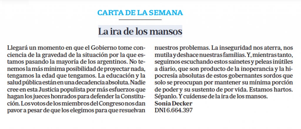 Sonia Decker: "Este Gobierno no tiene solución, nunca vi algo tan inoperante"