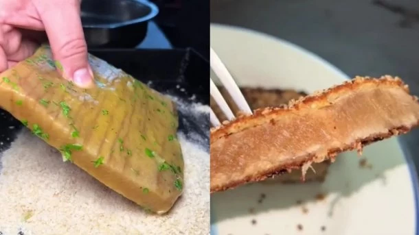 Cocinó una milanesa de madera: "El sabor te lo da la marinada"