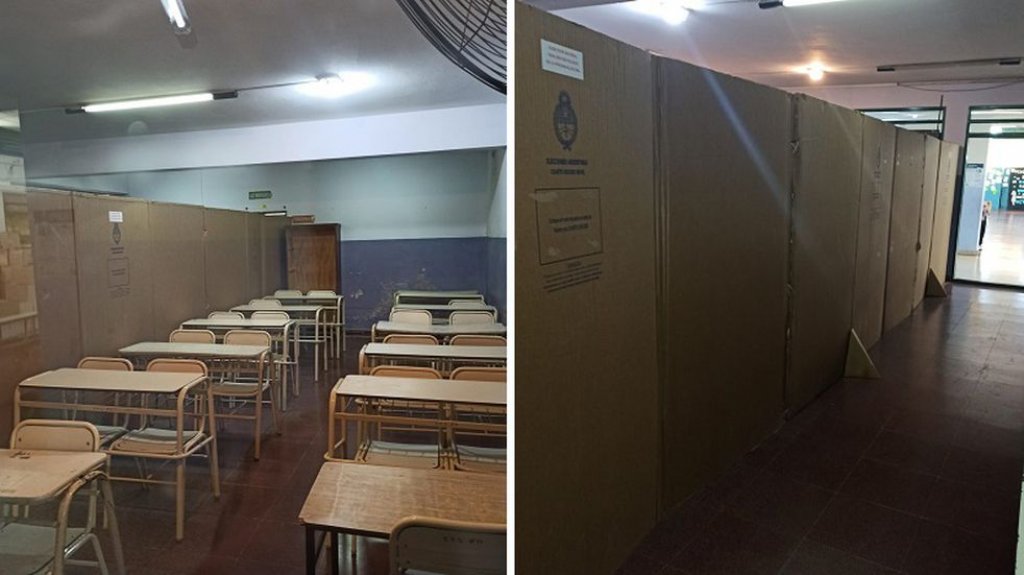 Una escuela de La Plata divide sus aulas con cartón