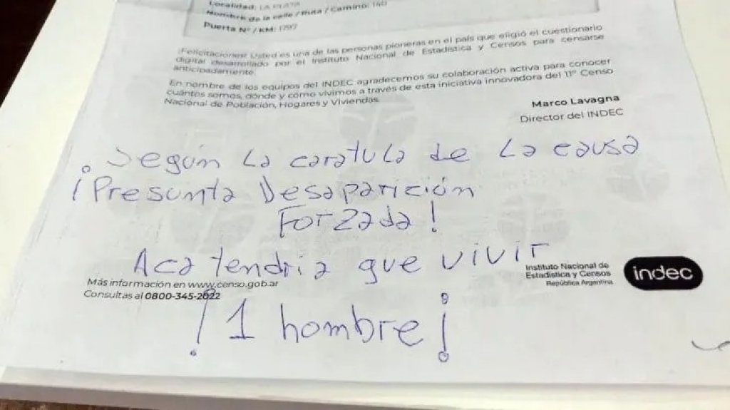 Censo 2022: el fuerte mensaje que dejó el hijo de Julio López