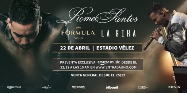 Romeo Santos "El Rey de la Bachata" anuncia su concierto en el Estadio Vélez