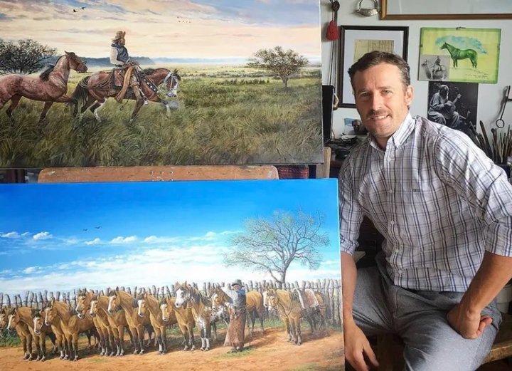 Francisco Madero Marenco, heredero del pintor Eleodoro Marenco, expondrá sus pinturas de la historia del gaucho argentino