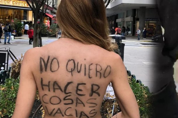 Quién es Denisse Romano, la música que hace protestas desnuda en la calle y en el subte