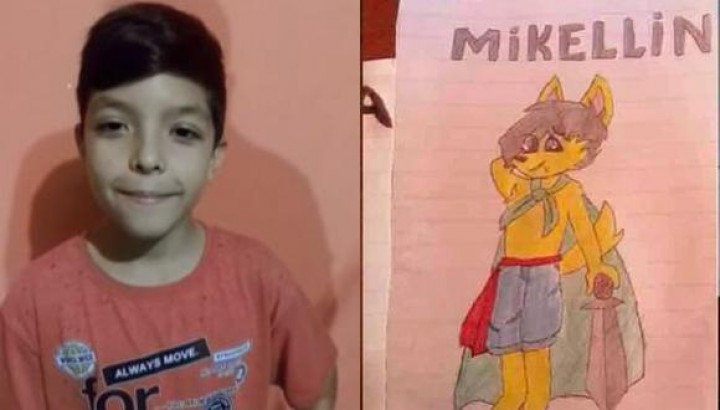 Sebastián de 12 años vende sus dibujos a 70 pesos para comprar una pelota y jugar con sus amigos del barrio