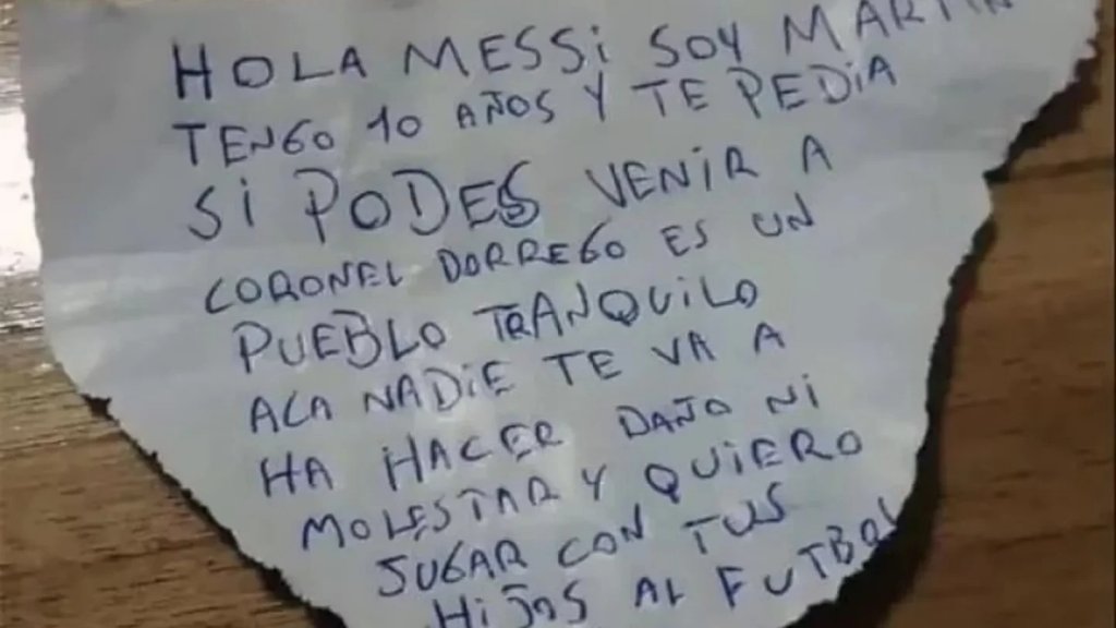 La historia de Martín, de 10 años, que le escribió una carta a Messi: “Vení a vivir a Coronel Dorrego, nadie te va lastimar, ni molestar”