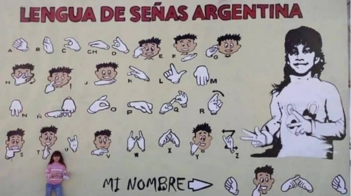 Nena sorda pidió que pintaran un mural con el lenguaje de señas en su escuela para comunicarse