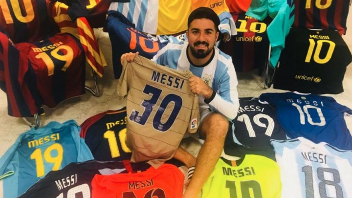 Danilo Ciancio, el cordobés que lleva coleccionadas 72 camisetas de Messi
